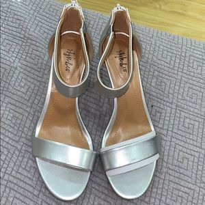 short comfy silver heels